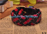 Red&Black Leather Hemp Friendship Cuff Bracelet Bangle Wristband Mens