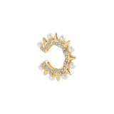 Rock Spike Rivets Ear Clip Earring Women Pearl Cartilage Ear Cuff Earclip