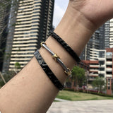 Rose Open Cuff Bracelets Set Stainless Steel Bangles for Women