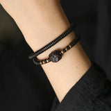 Ebony Spacer Bracelet Hand Carved Wood Jewelry
