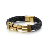 Rock Punk Men's Bracelet Titanium Steel Braided Leather
