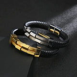 Rock Punk Men's Bracelet Titanium Steel Leather