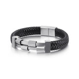 Rock Punk Men's Bracelet Titanium Steel Leather