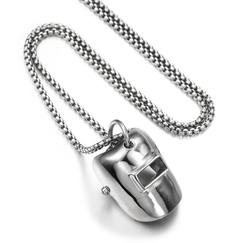 Welders Mask Pendant Necklace Stainless Steel Jewelry