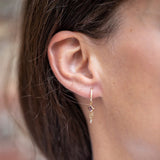 925 Silver Hoop Earrings Charms Purple Water Drop/Cross/Rectangle Jewelry
