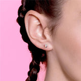 925 Silver Hoop Earrings Charms Purple Water Drop/Cross/Rectangle Jewelry