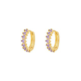 925 Silver Hoop Earrings Charms Purple Water Drop/Cross/Rectangle Jewelry