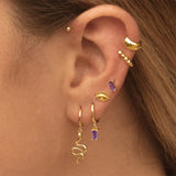 925 Silver Hoop Earrings Charms Purple Water Drop/Cross/Rectangle Jewelry
