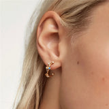 925 Silver Rainbow CZ Zircon Earrings Minimalist INS Circle Piercing