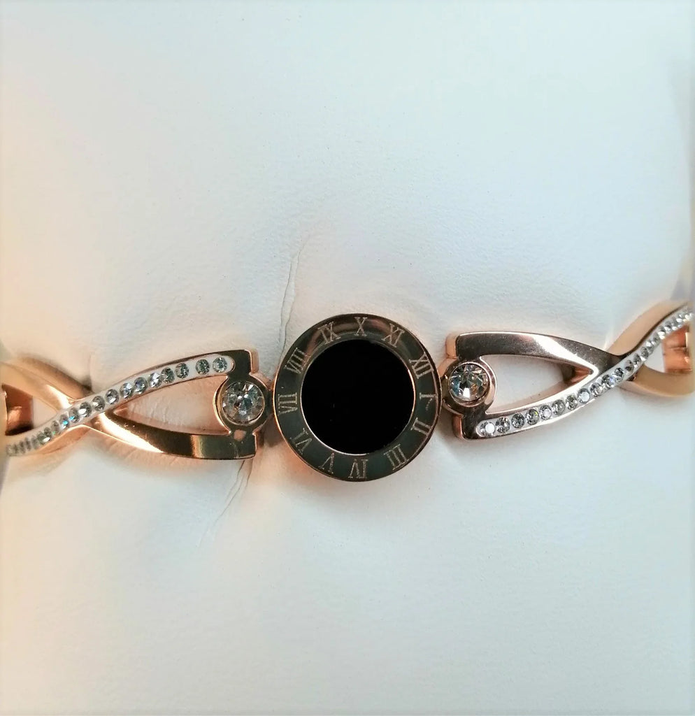 Roman Numeral Ring Silver Steel Bracelet Cuff Clip Bracelet