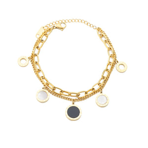 Roman Numerals Bracelet Stainless Steel Boho Shell Punk Vintage Chain Bracelet