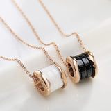 Roman Numerals Necklace Rose Plated Spiral Ceramic Pendant Necklace