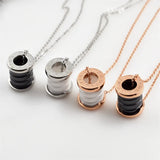 Roman Numerals Necklace Rose Plated Spiral Ceramic Pendant Necklace