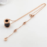 Roman Numerals Necklace Rose Plated Spiral Ceramic Pendant Necklace
