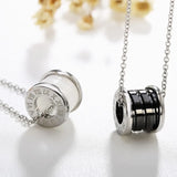 Roman Numerals Necklace Rose Plated Spiral Ceramic Pendant Necklace