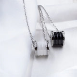 Roman Numerals Necklace Rose Plated Spiral Ceramic Pendant Necklace