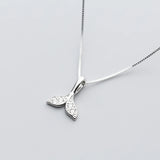 925 Sterling Silver Mermaid Tail Necklace Zircon Choker Gift Rose