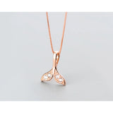 925 Sterling Silver Mermaid Tail Necklace Zircon Choker Gift Rose