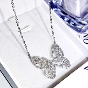 925 Silver Butterfly Choker Necklace Wedding Jewelry