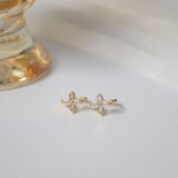 Romantic Flower Stud Earrings Zircon Small Earrings