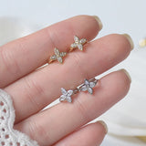 Romantic Flower Stud Earrings Zircon Small Earrings