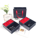Romantic 8 Roses Jewelry Red Bow Pendant Necklace Ring Earring Box Cross Bow