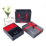 Romantic 8 Roses Jewelry Red Bow Pendant Necklace Ring Earring Box Cross Bow