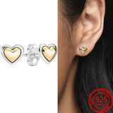 Romantic 925 Silver Heart Stud Earrings Girls Gift
