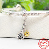 925 Sterling Silver Sunflower Charm Love Ring Pendant Two Tone Bracelet DIY