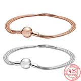 Romantic 925 Silver Beaded & Pav? Bucket Clasp Bracelet