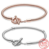 Romantic 925 Silver Beaded & Pav? Bucket Clasp Bracelet