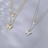 925 Silver Butterfly Necklace Zircon Choker NK079