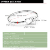 Romantic 925 Silver Heart Bangle Cuff Bracelet for Women
