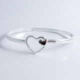 Romantic 925 Silver Heart Bangle Cuff Bracelet for Women