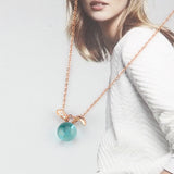 925 Sterling Silver Rabbit Bead Stone Pendant Necklace for Women