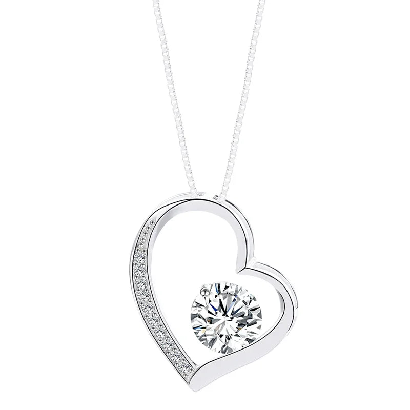 Romantic 925 Sterling Silver Heart Necklace for Women