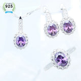 Romantic Amethyst Jewelry Set 925 Sterling Silver Wedding Accessories