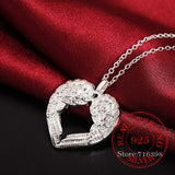 Angel Wings 925 Silver Necklaces Pendant Women CZ Crystal Party Jewelry