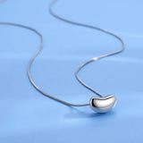 Romantic Bean Hearts Pendant Necklace 925 Sterling Silver