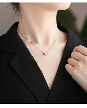 Romantic Bean Hearts Pendant Necklace 925 Sterling Silver