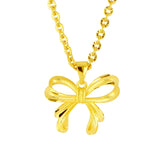 Romantic Bow Knot 18k Pure Pendant for Women Clavicle Chain Necklaces