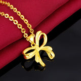 Romantic Bow Knot 24k Pure Pendant Necklace for Women