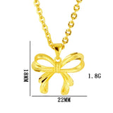 Romantic Bow Knot 24k Pure Pendant Necklace for Women