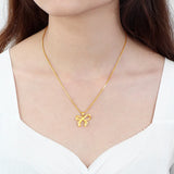 Romantic Bow Knot 24k Pure Pendant Necklace for Women