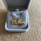 Romantic Box Chain Name Necklaces Cursive Nameplate Choker Jewelry