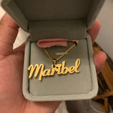 Romantic Box Chain Name Necklaces Cursive Nameplate Choker Jewelry