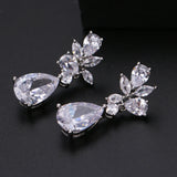 Bridal Wedding Cubic Zircon Dangle Drop Earrings