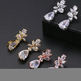 Bridal Wedding Cubic Zircon Dangle Drop Earrings