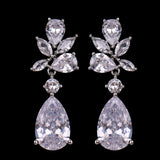 Bridal Wedding Cubic Zircon Dangle Drop Earrings