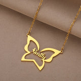 Butterfly Heart Name Necklace for Women Personalized Charm Letter Jewelry